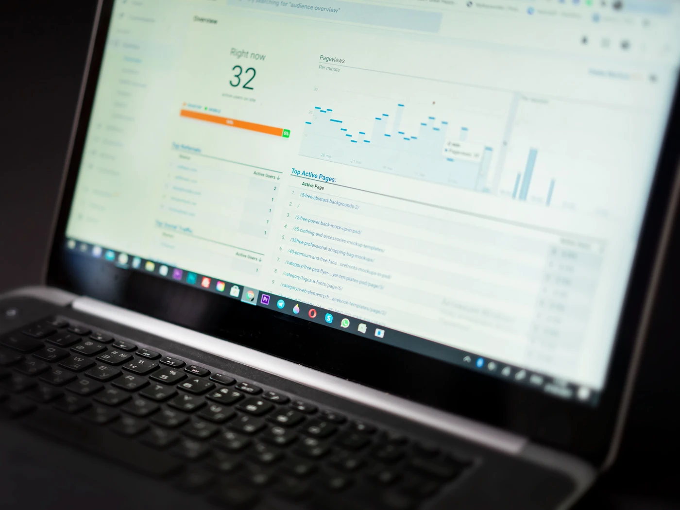 Analítica y tracking de conversiones en laptop