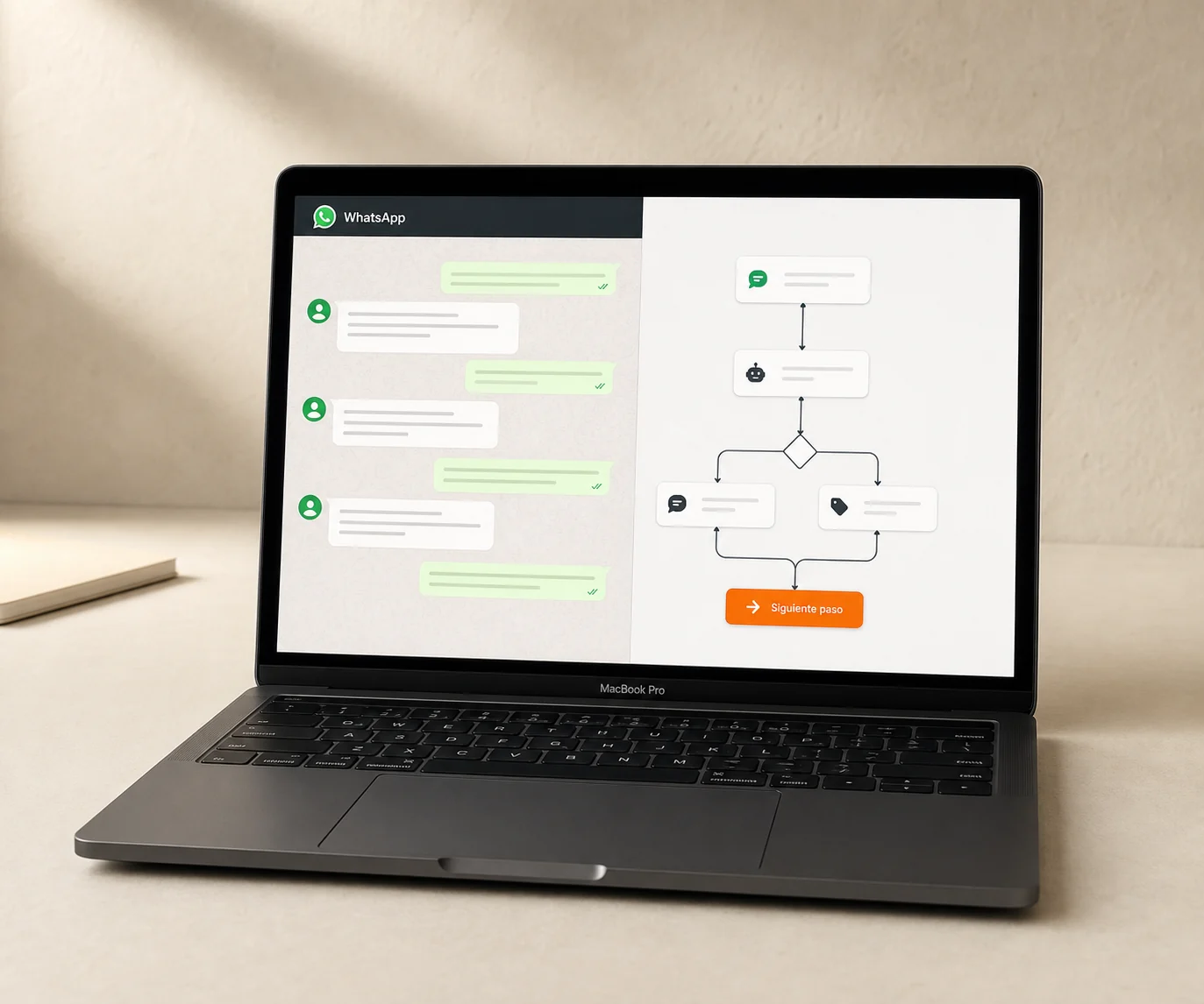 Conversación de WhatsApp guiada por un agente IA